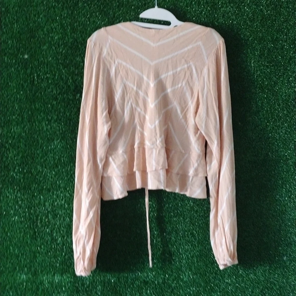 Free People Pink Puff Sleeve Crop Blouse